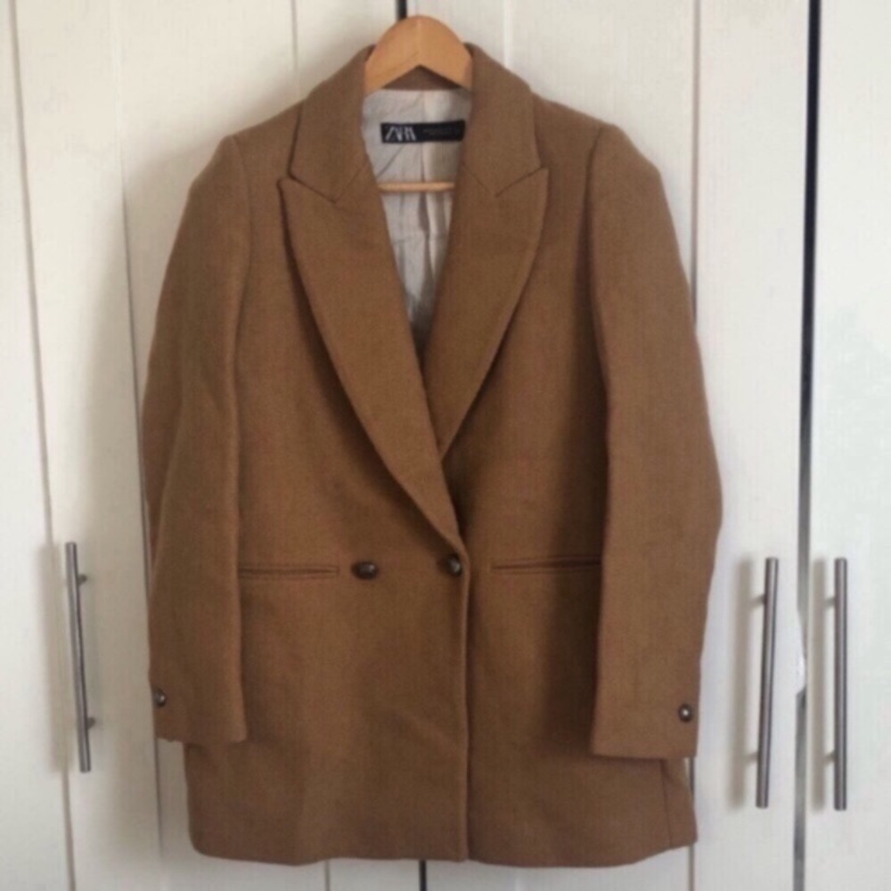 NWT Zara Camel Wool Blend Coat Blazer